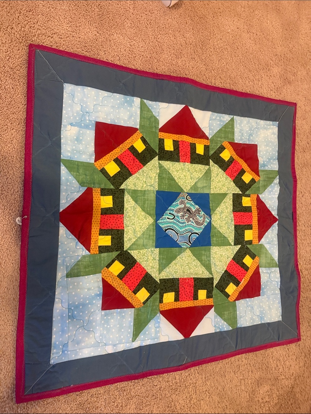 Handmade Multicolor Patchwork Quilt Wall Accent by